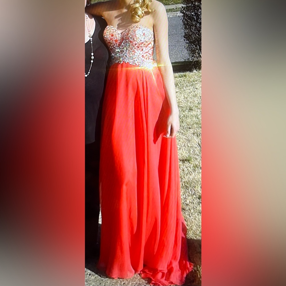Red Strapless Prom Dress with Sequin Bodice Size 4